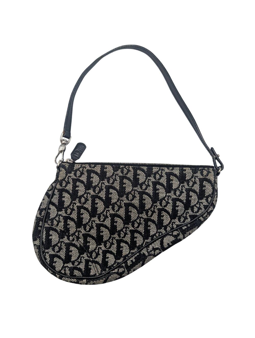 Christian Dior Navy Blue Diorissimo Saddle Pochette Bag